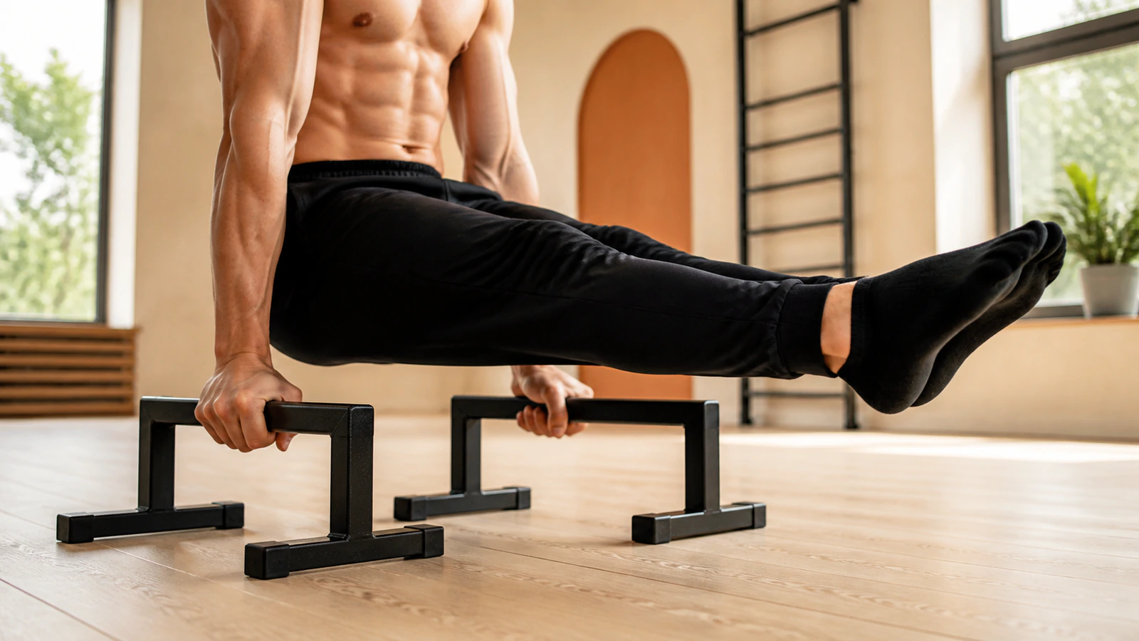 Utomhusräcke och träningsyta för calisthenics med kroppsvikt